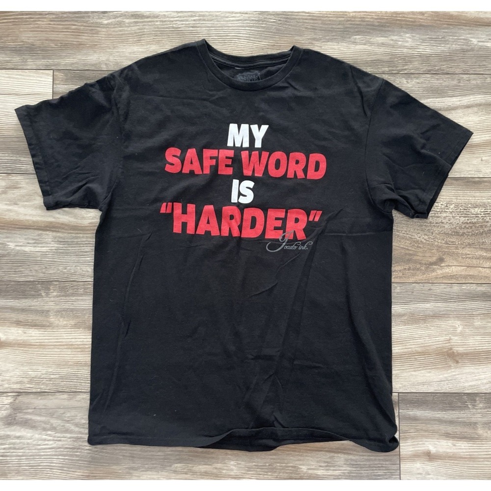 Spencers My Safe Word Is Harder Sarcastic Graphic Novelty Tee Heather Black L